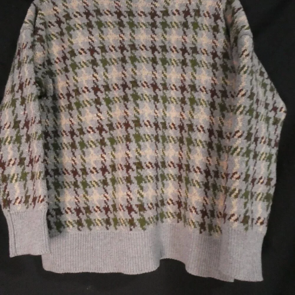 Heavy Wool Blend Houndstooth Button-Up Cardigan | xl - extra large | V-Neck - Picture 13 of 15
